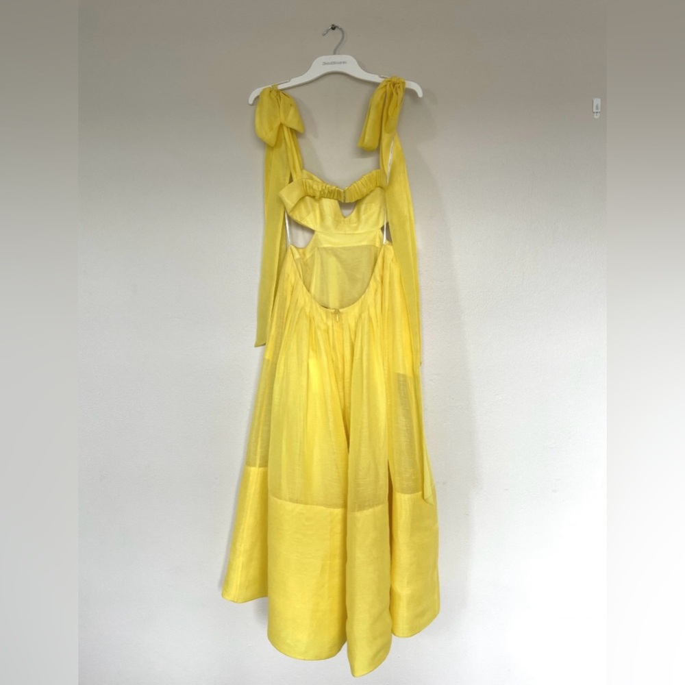Zimmermann Sunshine Wild Botanica Bralette Open Back Linen Dress AU 0 US S - Picture 6 of 11